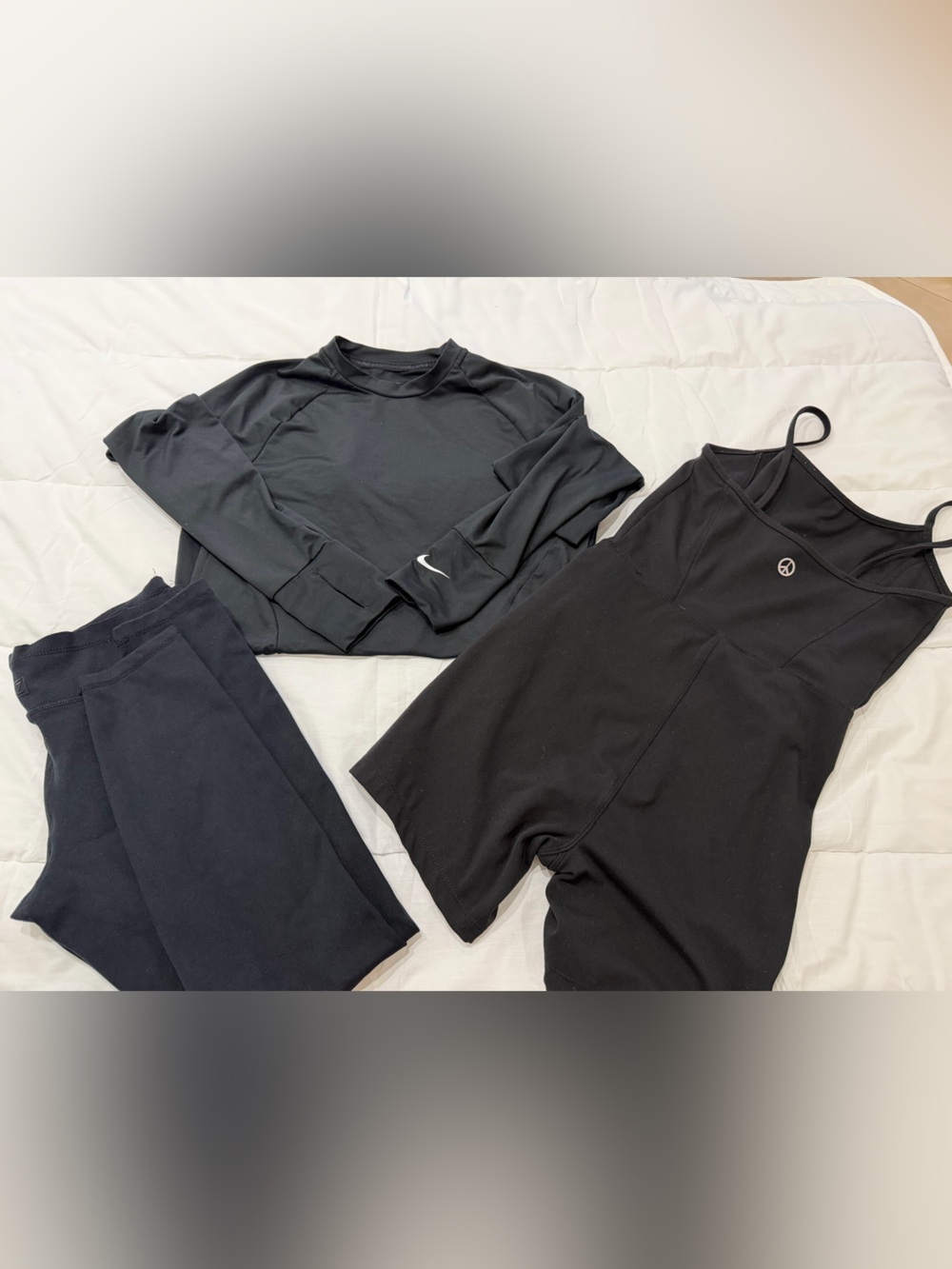 Bundle Nike Pro Zella Athletic Size S Black Leggings Long Sleeve Romper Set